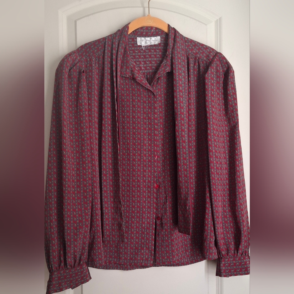 La chine classic galinda wang paisley print Long sleeve womens top sz X/XL conte